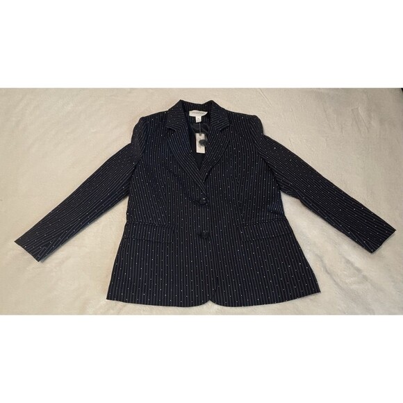 Mare Mare Anthropologie Sparkle Pinstripe Blazer Sz XS Navy NWT - Picture 7 of 10